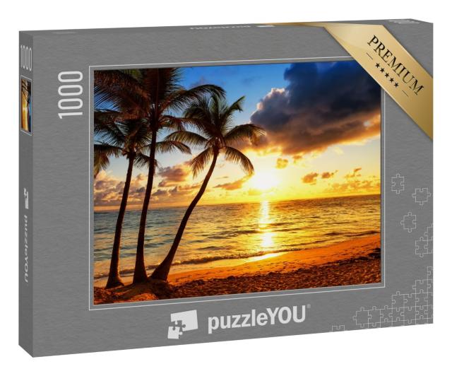 Puzzle 1000 Teile „Kokosnusspalmen im goldenen Sonnenuntergang“