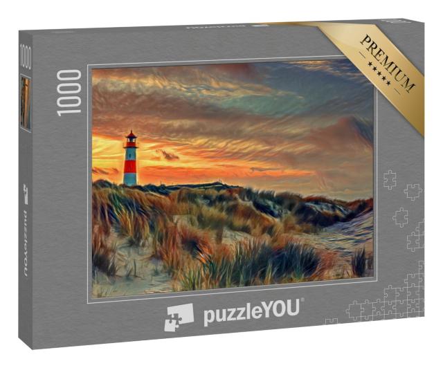 Puzzle 1000 Teile „im Stil von Edvard Munch, Der Schrei - Nordischer Leuchtturm auf Sylt - Puzzle-Kollektion Künstler & Gemälde“