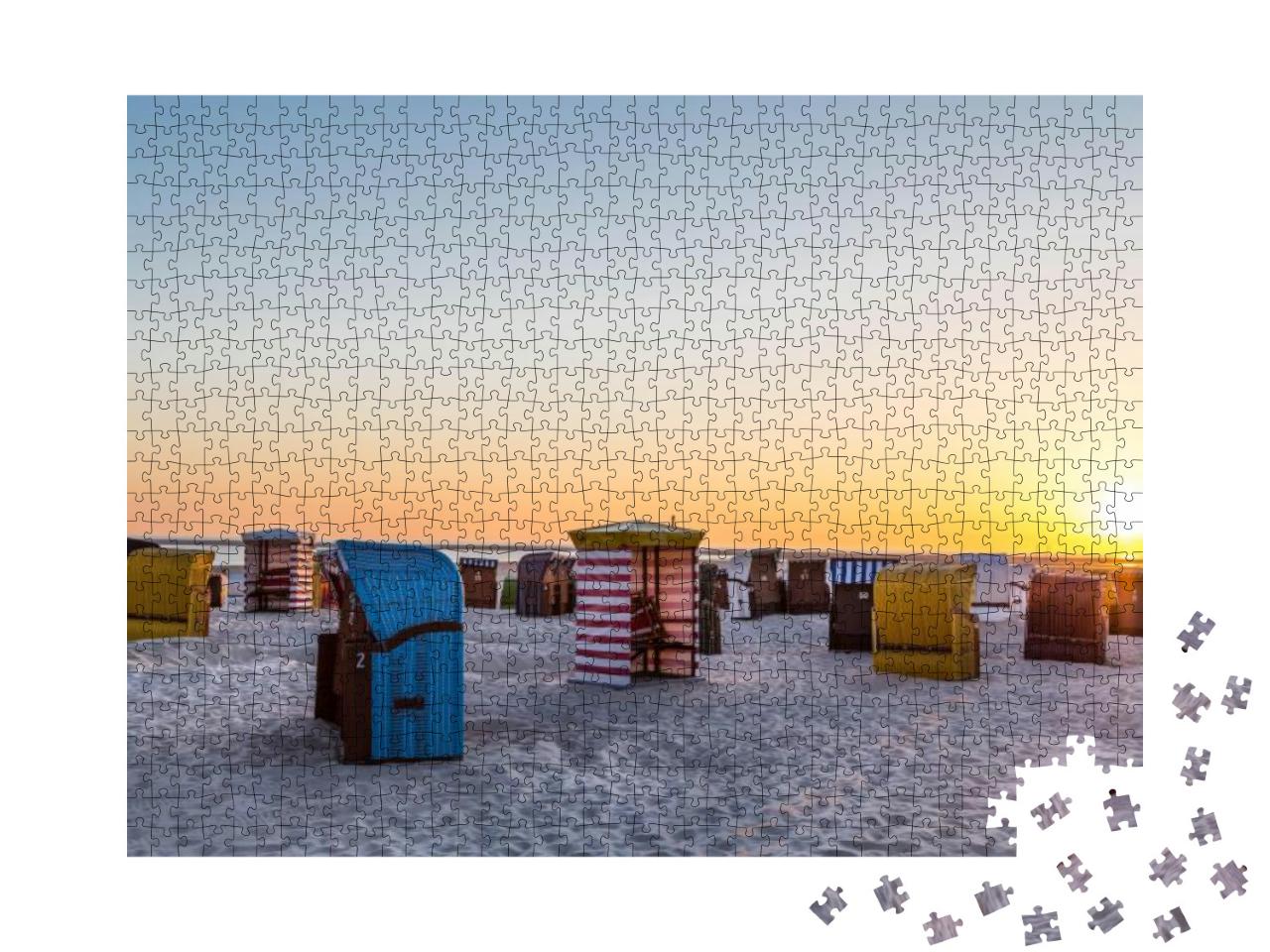 Puzzle 1000 Teile „Sonnenuntergang an der Nordsee, Borkum, Deutschland“