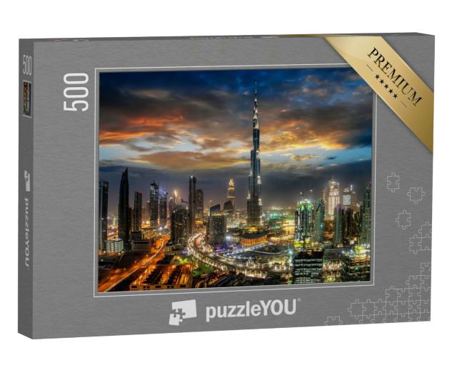 Puzzle 500 Teile „Dubai Business Bay bei Nacht“