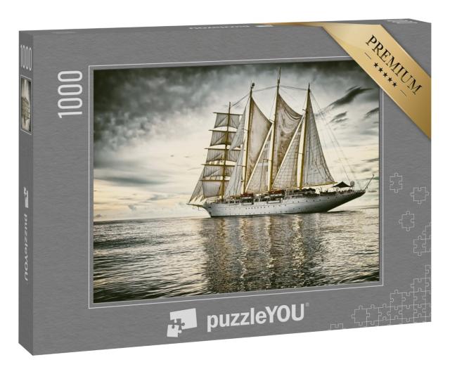 Puzzle 1000 Teile „Retro-Style: Segelschiff auf ruhiger See“