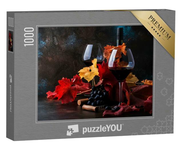 Puzzle 1000 Teile „Trockener Rotwein im großen Weinglas“