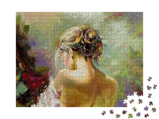 Puzzle 1000 Teile „Porträt: Rückenansicht einer Frau“