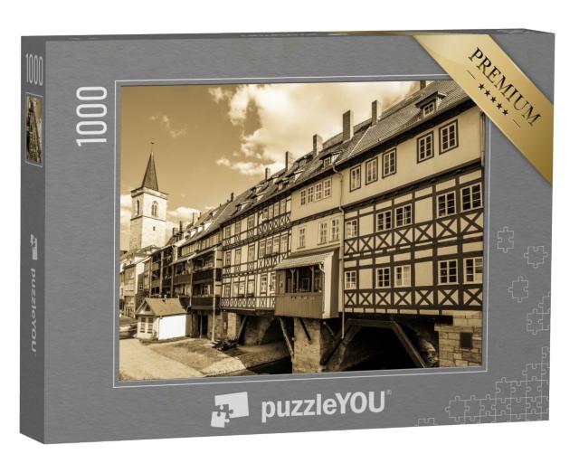 Puzzle 1000 Teile „Kramerbrücke mit historischen Fassaden in Erfurt, Deutschland“