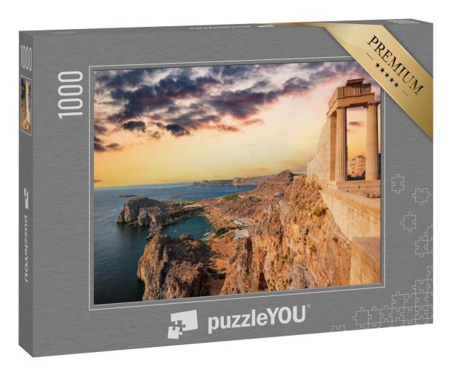 Puzzle 1000 Teile „Weißgetünchtes Dorf Lindos auf Rhodes, Griechenland“
