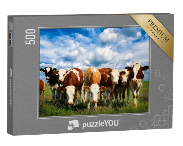 Puzzle 500 Teile „Kühe auf einer grünen Sommerwiese“