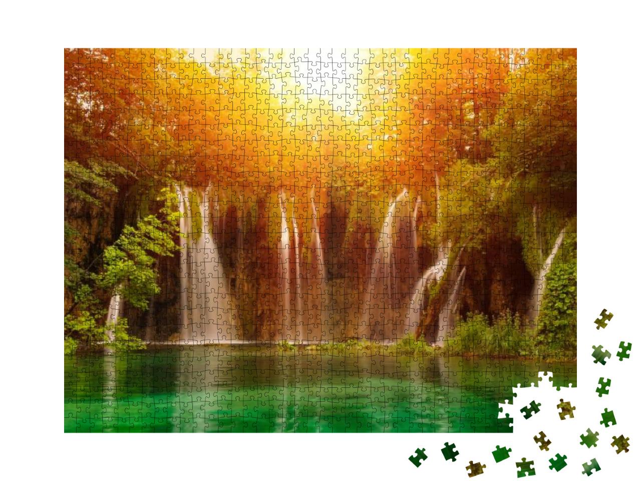Puzzle 1000 Teile „Wasserfälle im Nationalpark Plitvicer Seen, Kroatien“
