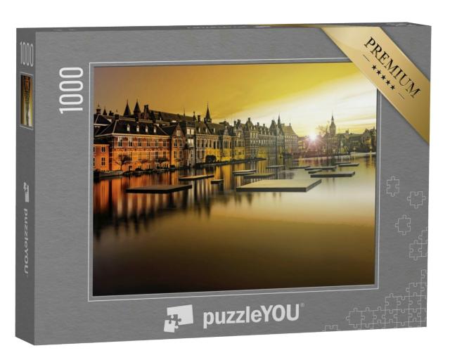 Puzzle 1000 Teile „Sonnenuntergang auf dem Binnenhof Gebäude in Den Haag“