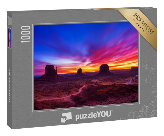 Puzzle 1000 Teile „Sonnenaufgang über dem Monument Valley in Arizona, USA“