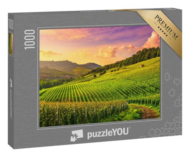 Puzzle 1000 Teile „Sonnenuntergang im Piemont, Norditalien“