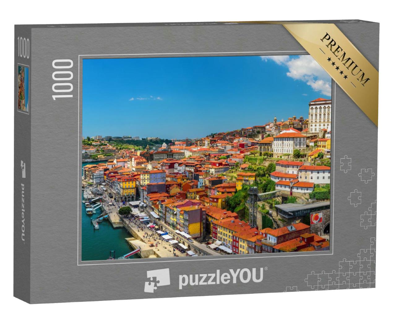 Puzzle 1000 Teile „Panoramablick auf die Altstadt von Porto, Portugal“