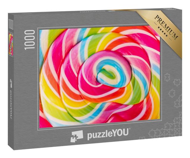 Puzzle 1000 Teile „Großer Lolli in bunten Regenbogenfarben mit Wirbel“
