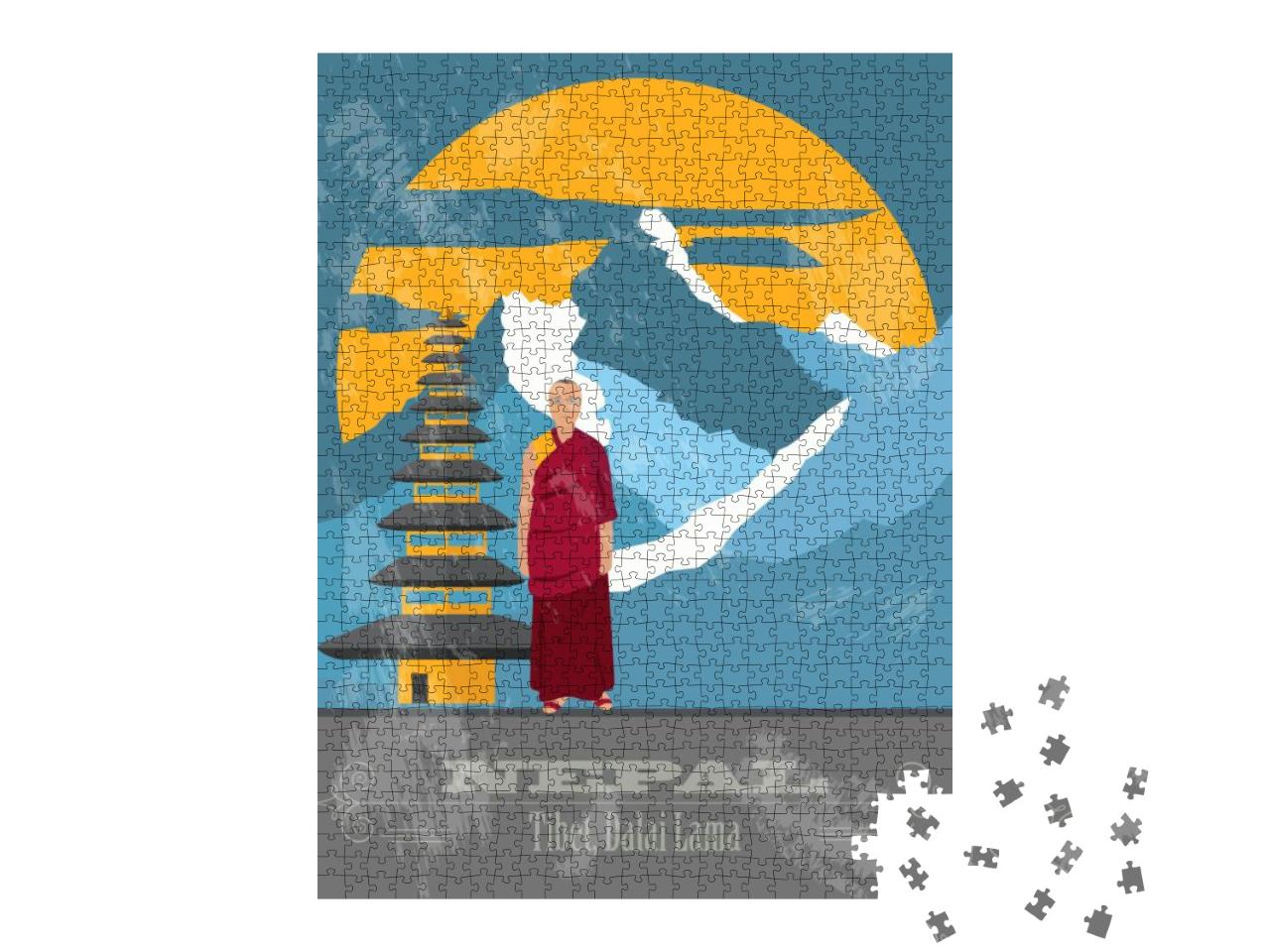 Puzzle 1000 Teile „Vektor-Illustration: Wahrzeichen von Nepal“