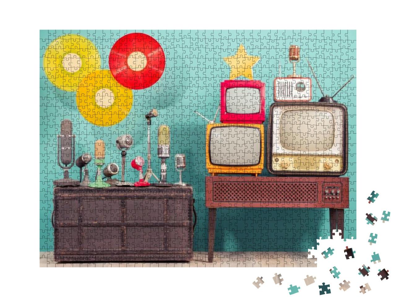 Puzzle 1000 Teile „Nostalgie: Media und Musik im Retro-Style“