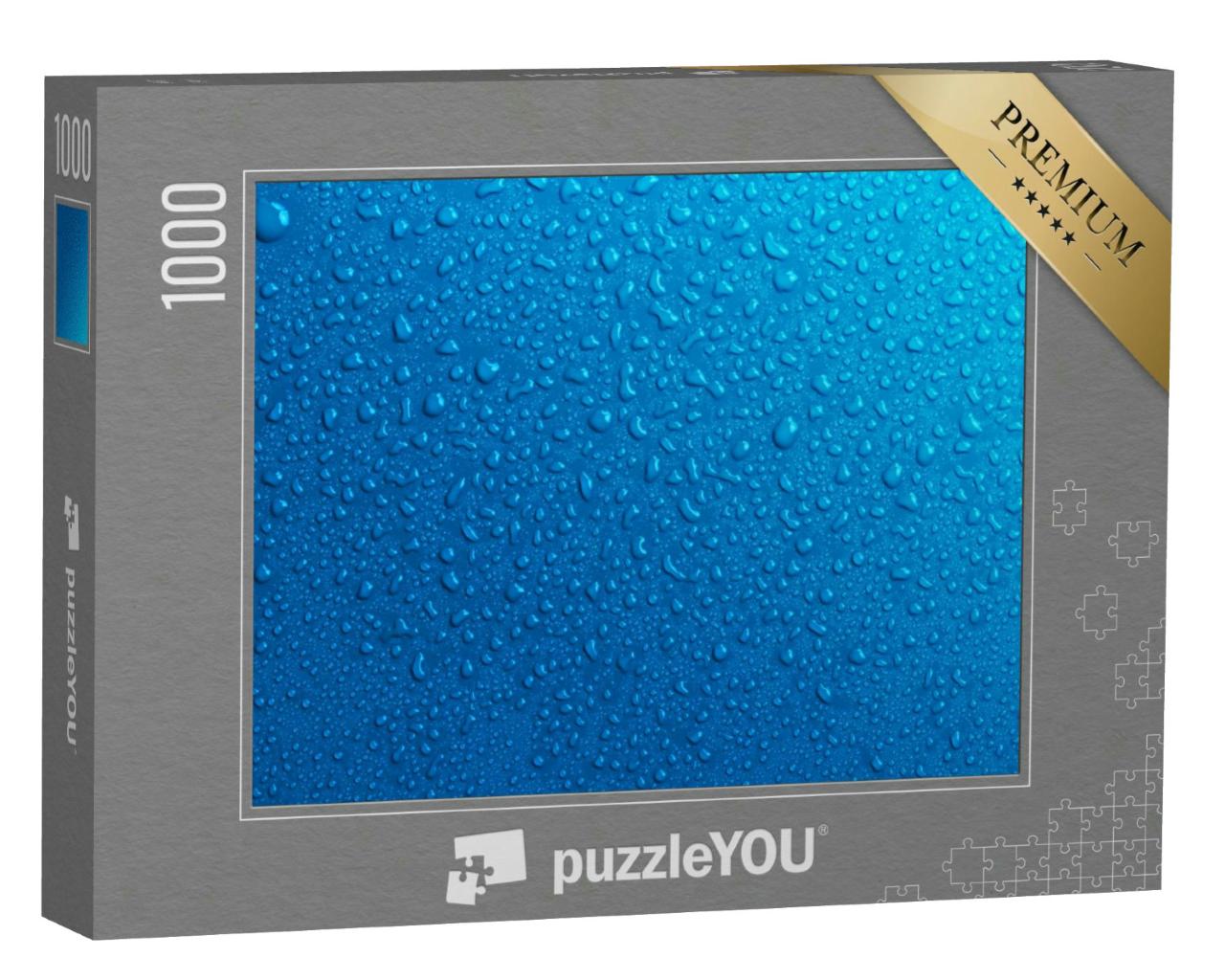 Puzzle 1000 Teile „Viele Wassertropfen auf einem blauen Hintergrund“