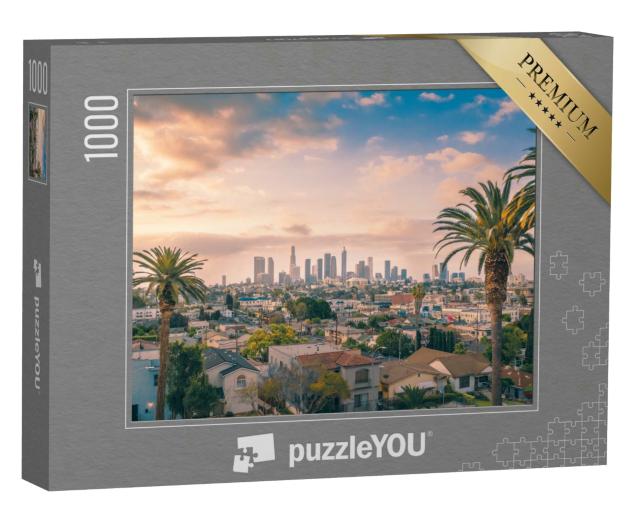 Puzzle 1000 Teile „Skyline: Los Angeles Downtown mit Palmen“