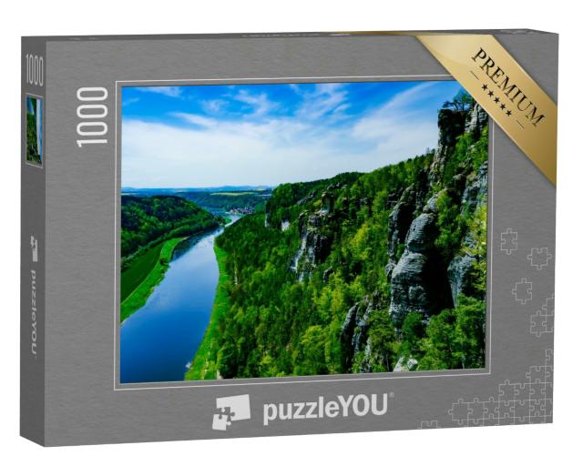 Puzzle 1000 Teile „Schöner Blick auf die Elbe in der Sächsischen Schweiz“