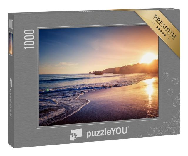 Puzzle 1000 Teile „Sonnenuntergang auf dem Meer, Sandstrand, Wellen“
