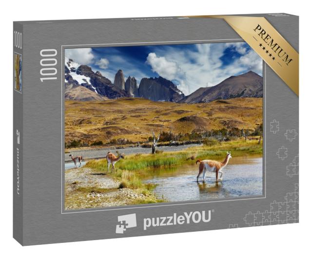 Puzzle 1000 Teile „Guanako im Torres del Paine National Park, Patagonien, Chile“
