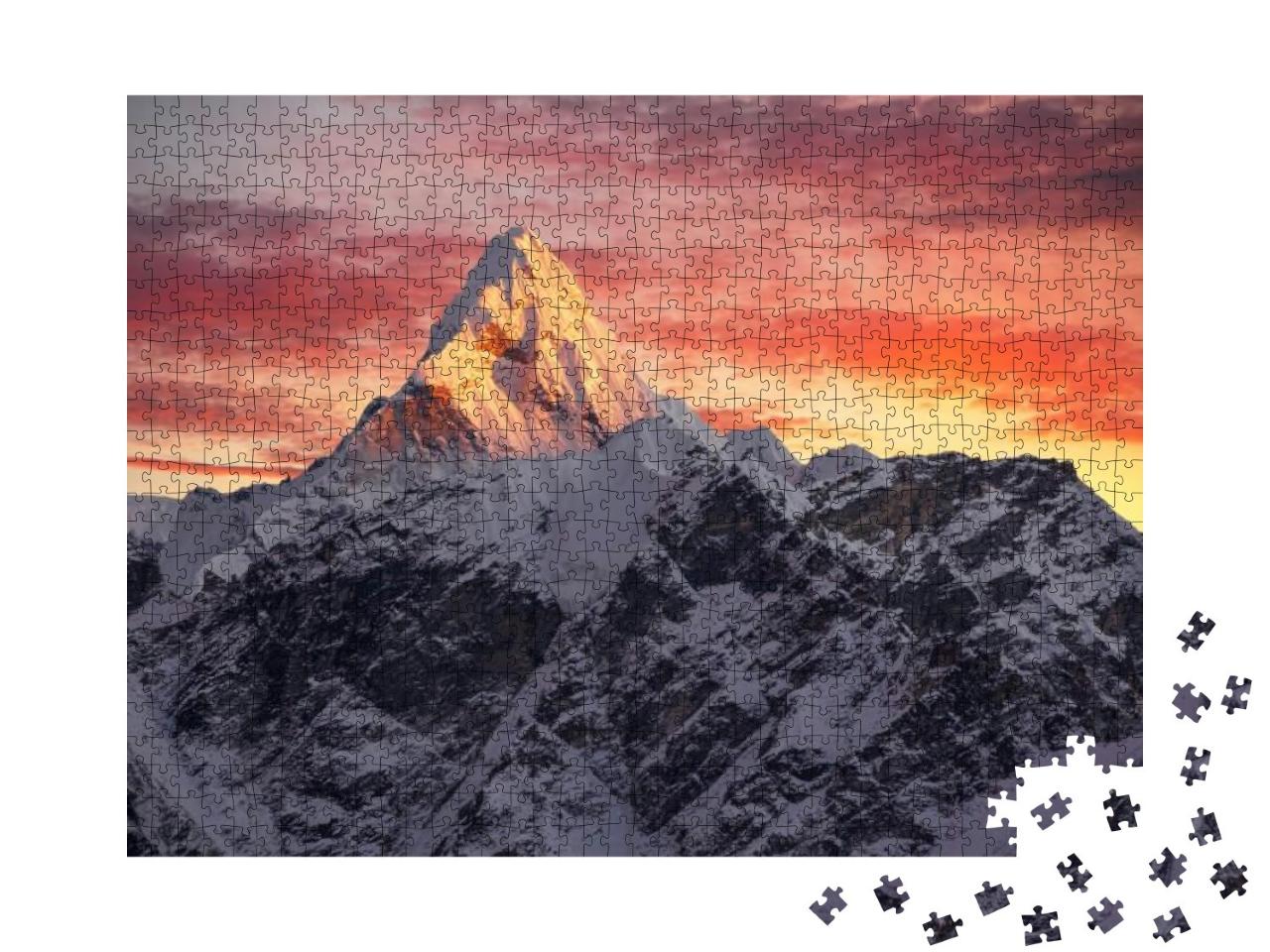 Puzzle 1000 Teile „Ama Dablam Gipfel im Sonnenuntergang, Nepal, Himalaya“