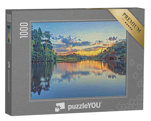 Puzzle 1000 Teile „im Stil von Paul-Cezanne - Sonnenuntergang am Amazonas - Puzzle-Kollektion Künstler & Gemälde“