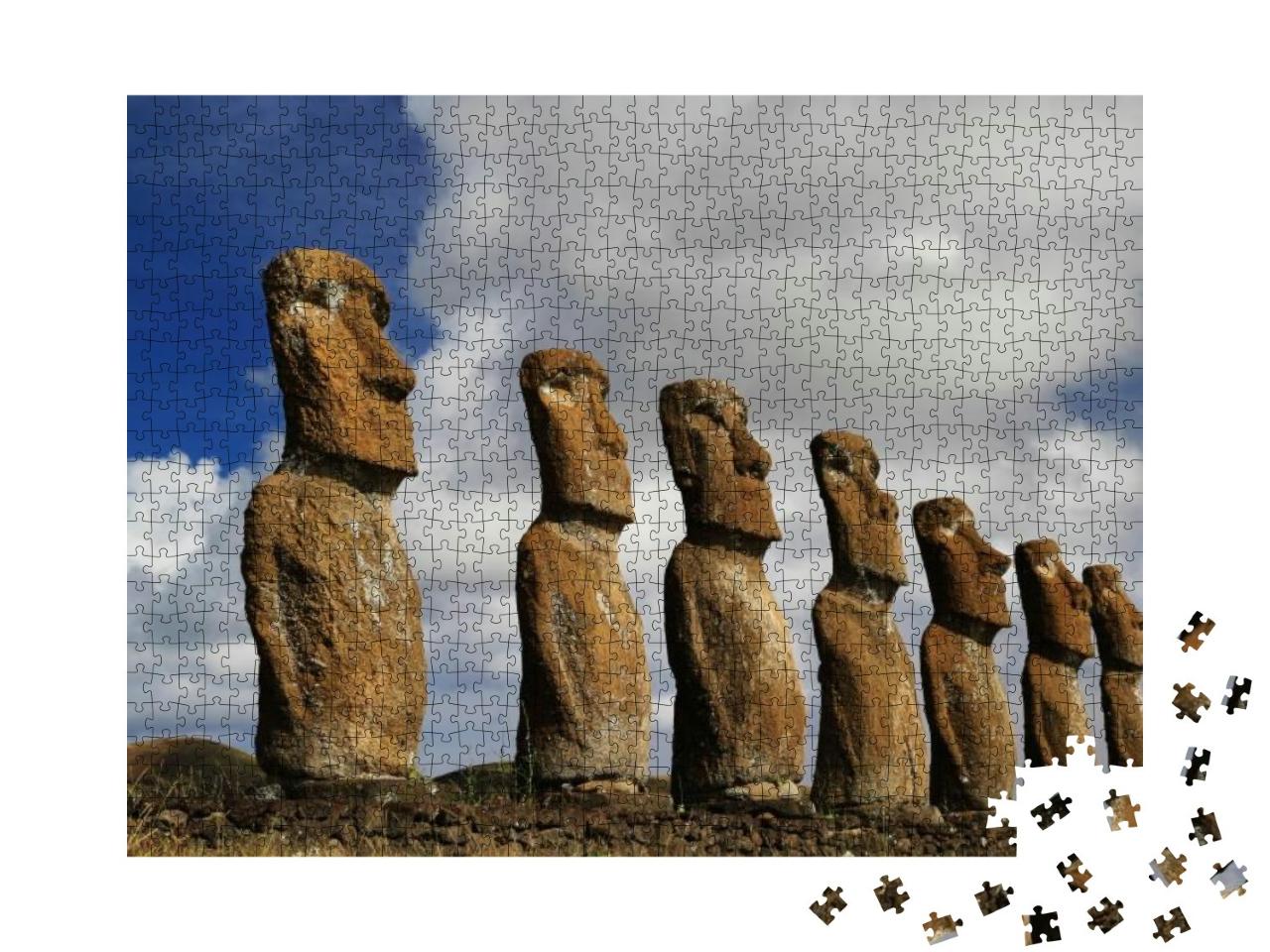 Puzzle 1000 Teile „Ahu Akivi Moai, berühmte Steinfiguren auf der Osterinsel“