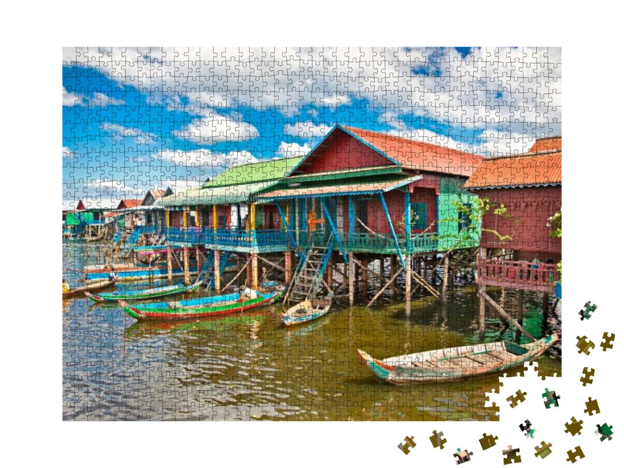 Puzzle 1000 Teile „Das schwimmende Dorf, Kambodscha“