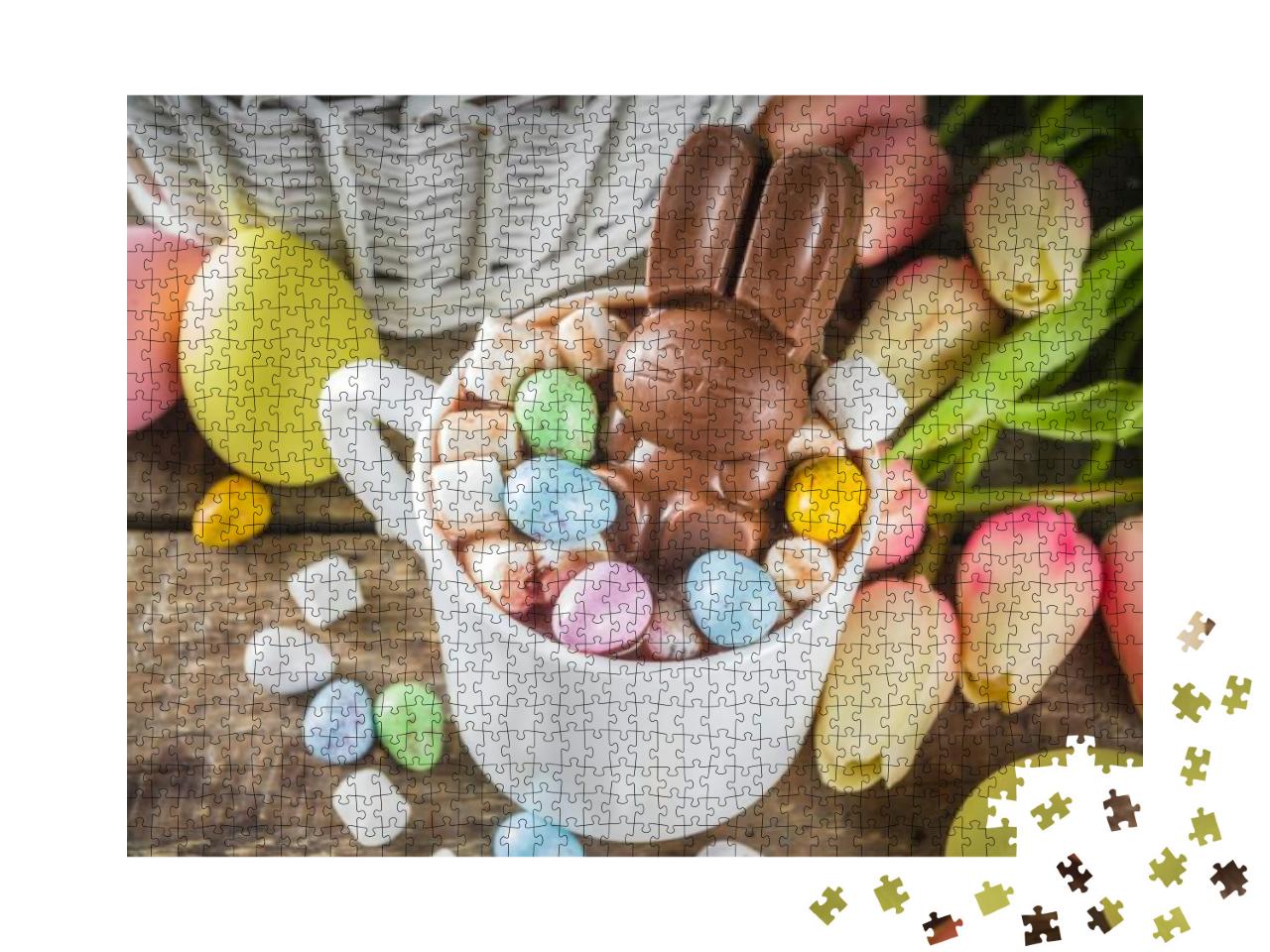 Puzzle 1000 Teile „Heiße Schokolade mit Schoko-Hase und Marshmallows“