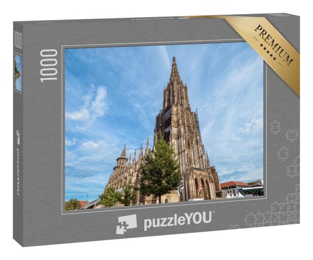Puzzle 1000 Teile „Ulmer Münster, Deutschland, mittelalterliche Touristenattraktion, blauer Himmel“