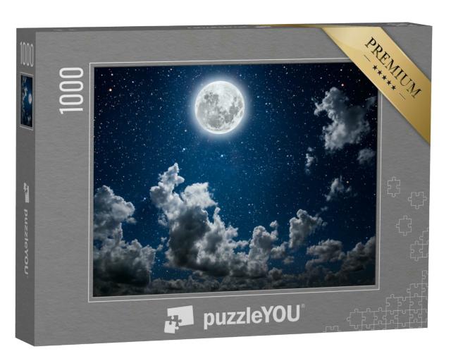 Puzzle 1000 Teile „Schöner Nachthimmel mit Sternen, Mond und Wolken“
