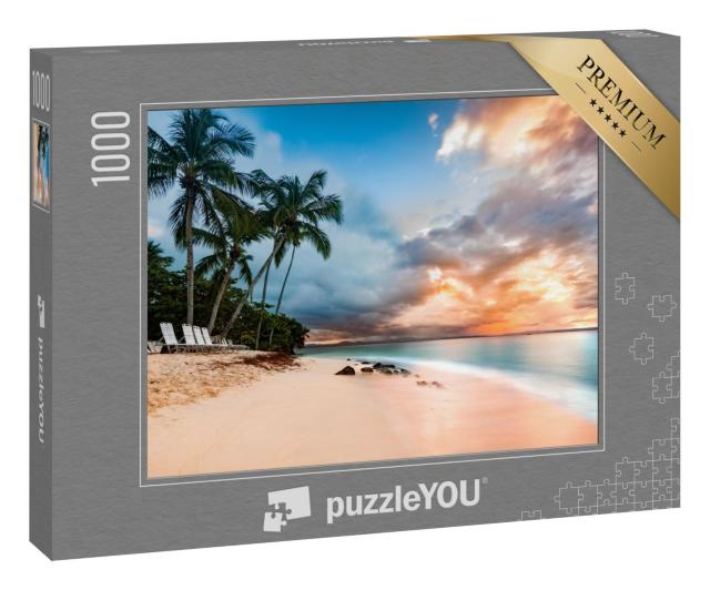 Puzzle 1000 Teile „Meereslandschaft mit Palmen, Cayo Levantado, Dominikanische Republik“