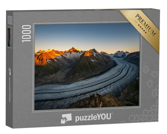 Puzzle 1000 Teile „Sonnenaufgang am Aletschgletscher, Schweiz“