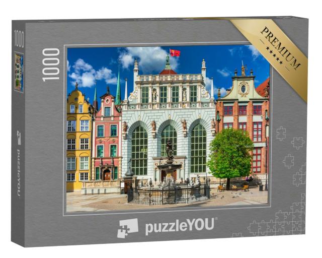 Puzzle 1000 Teile „Schöne Architektur der Altstadt, Danzig mit Artushof, Polen“