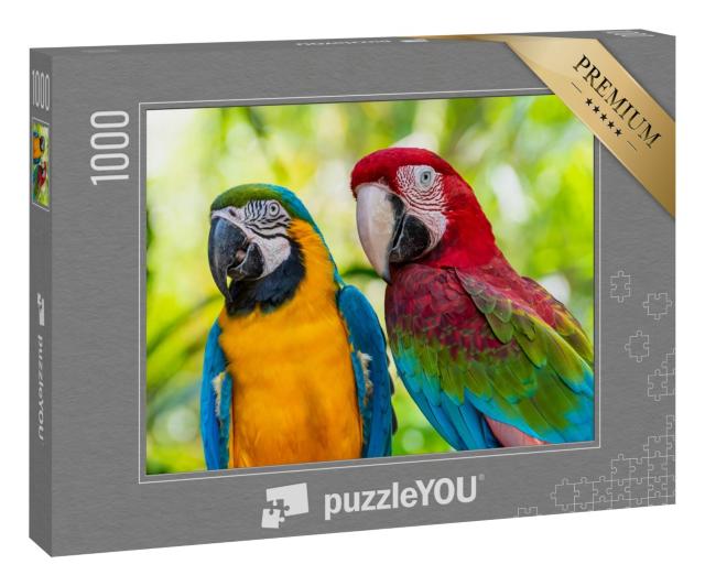 Puzzle 1000 Teile „Bunte Vögel: Papagei, Aras, Nahaufnahme“