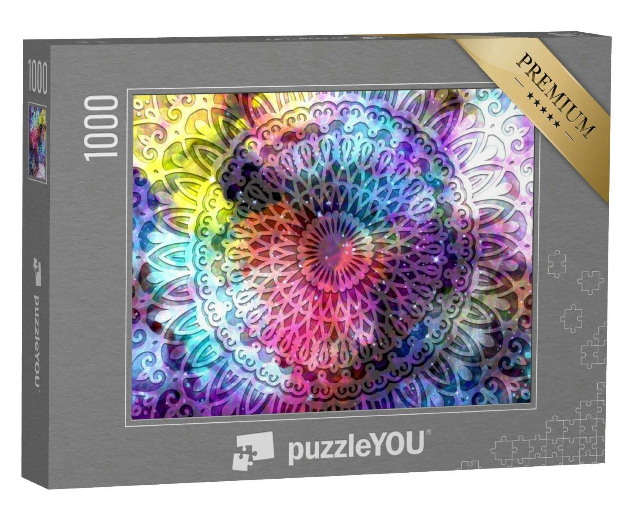 Puzzle 1000 Teile „Digitale Kunst: Märchenhaftes Mandala“