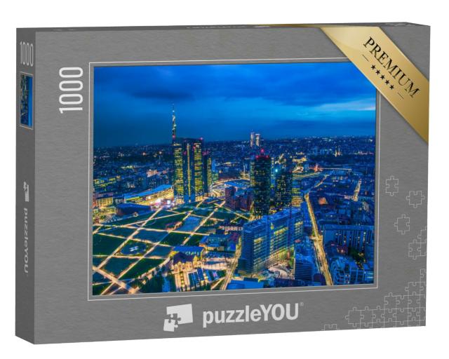 Puzzle 1000 Teile „Skyline von Mailand mit Blick auf die Insel von oben“