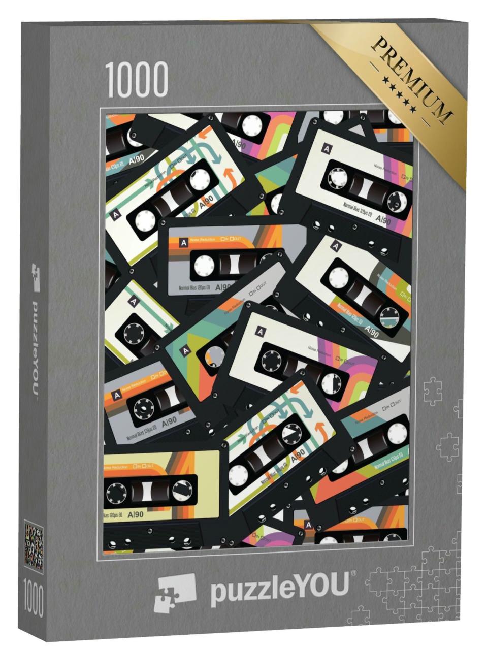 Puzzle 1000 Teile „Retro-Illustration: Bunte Kassetten“