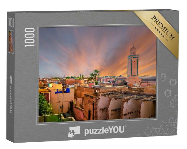 Puzzle 1000 Teile „Panoramablick auf Marrakesch und die alte Medina, Marokko“