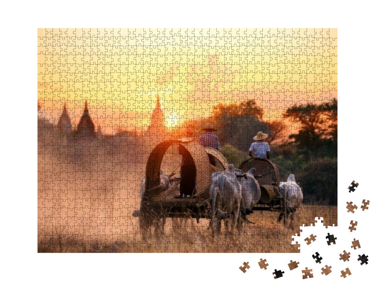 Puzzle 1000 Teile „Traditionelles Transportmittel in Bagan, Mandalay, Myanmar“