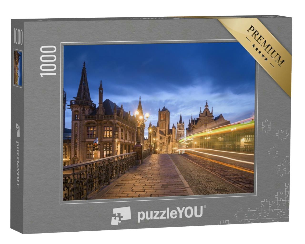 Puzzle 1000 Teile „St. Michael's Bridgte in der Altstadt von Gent, Belgien“