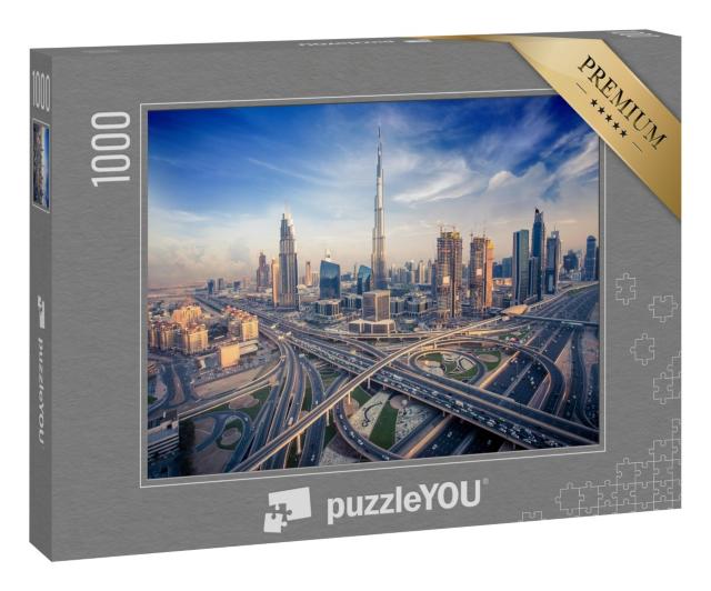 Puzzle 1000 Teile „Skyline von Dubai mit Schnellstraße“
