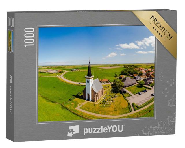 Puzzle 1000 Teile „Weiße Kirche in Den Hoorn auf Texel in den Niederlanden“