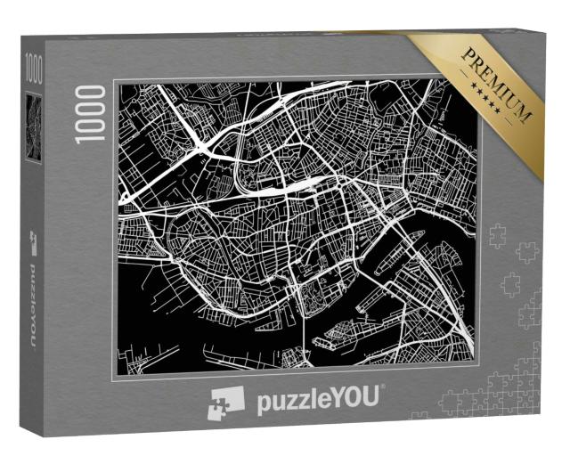 Puzzle 1000 Teile „Urbaner Vektor-Stadtplan von Rotterdam, Niederlande“