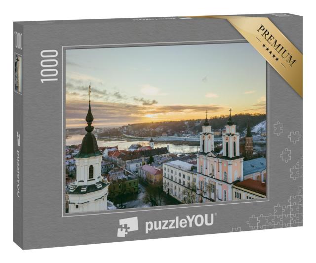 Puzzle 1000 Teile „Früher Wintermorgen: Altstadt von Kaunas, Litauen“