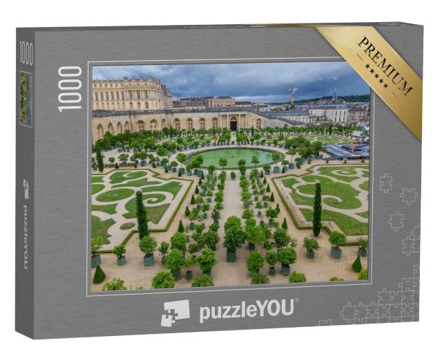 Puzzle 1000 Teile „Berühmtes Schloss Versailles mit schönen Gärten und Springbrunnen von oben“