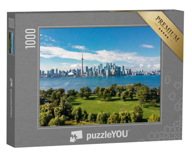 Puzzle 1000 Teile „Skyline von Toronto und Ontariosee aus der Vogelperspektive, Toronto, Ontario, Kanada“