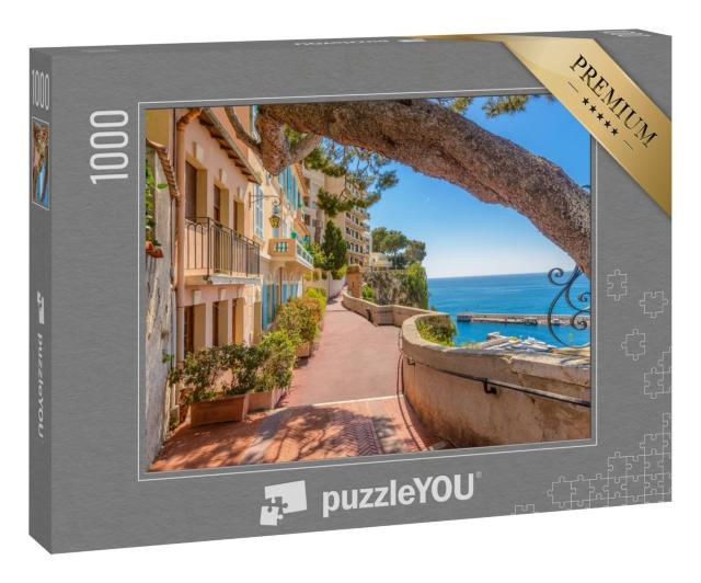 Puzzle 1000 Teile „Küstenstraße in Monaco Village, Monte Carlo, Frankreich“