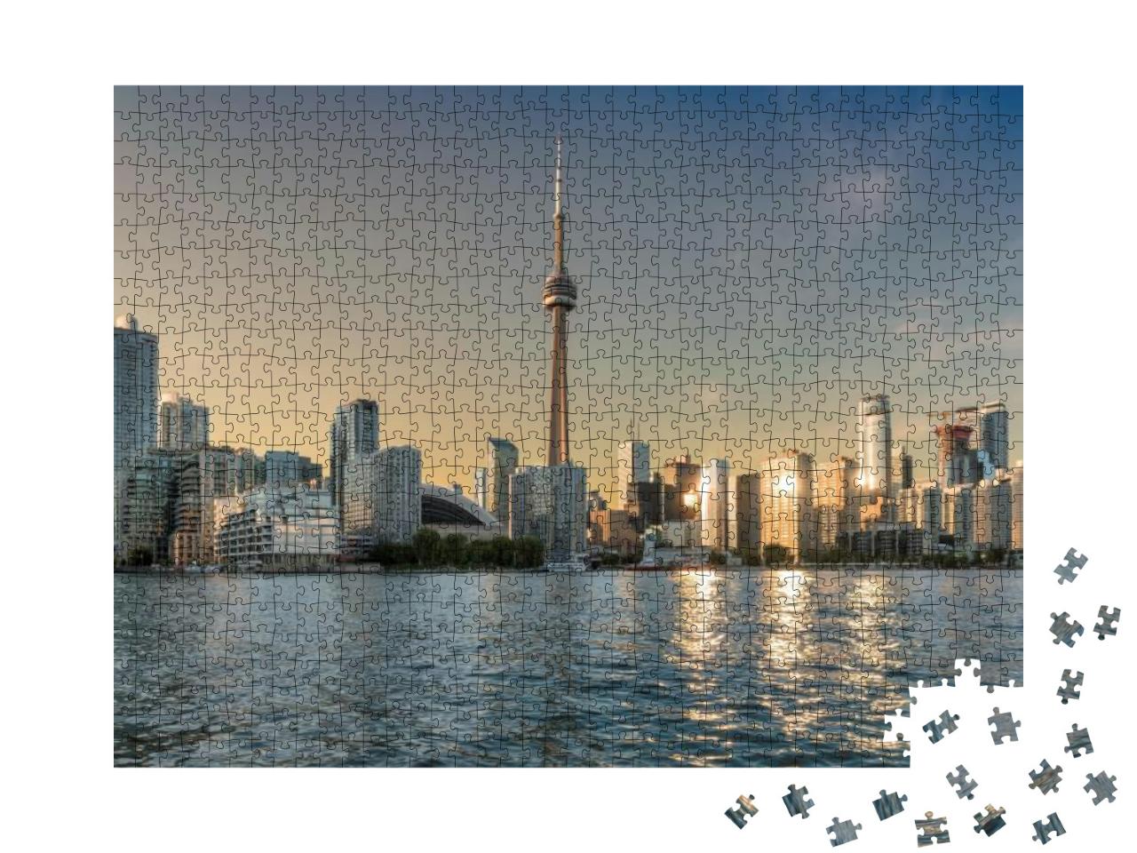 Puzzle 1000 Teile „Skyline von Toronto bei Sonnenuntergang, Ontario, Kanada“