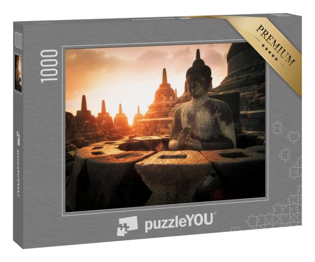 Puzzle 1000 Teile „Buddha-Statue in der Tempelanlage Borobudur, Indonesien“