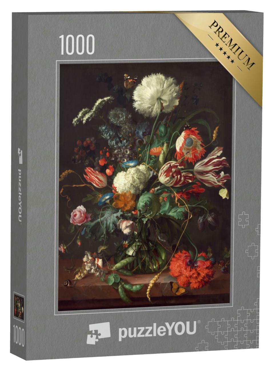 Puzzle 1000 Teile „Ölgemälde: Stillleben von Tulpen und Rosen“